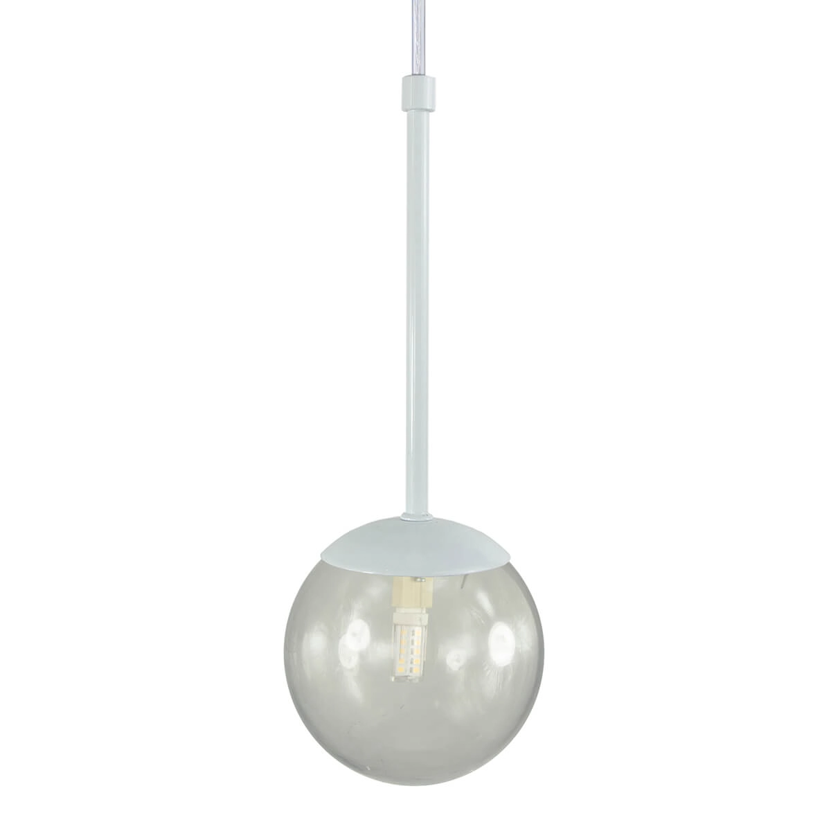 Pendente Globo Esfera De Vidro 12cm - Branco - Vidro Fumê