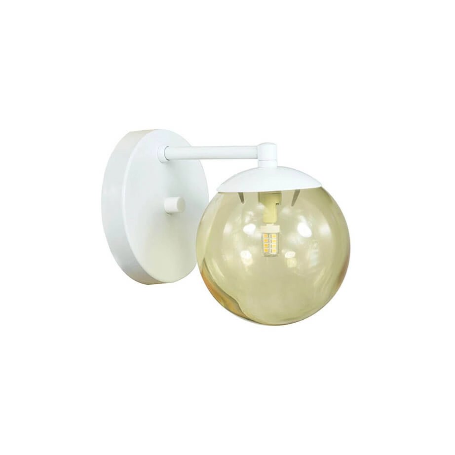 Arandela Figo Branco Globo Esfera De Vidro Âmbar