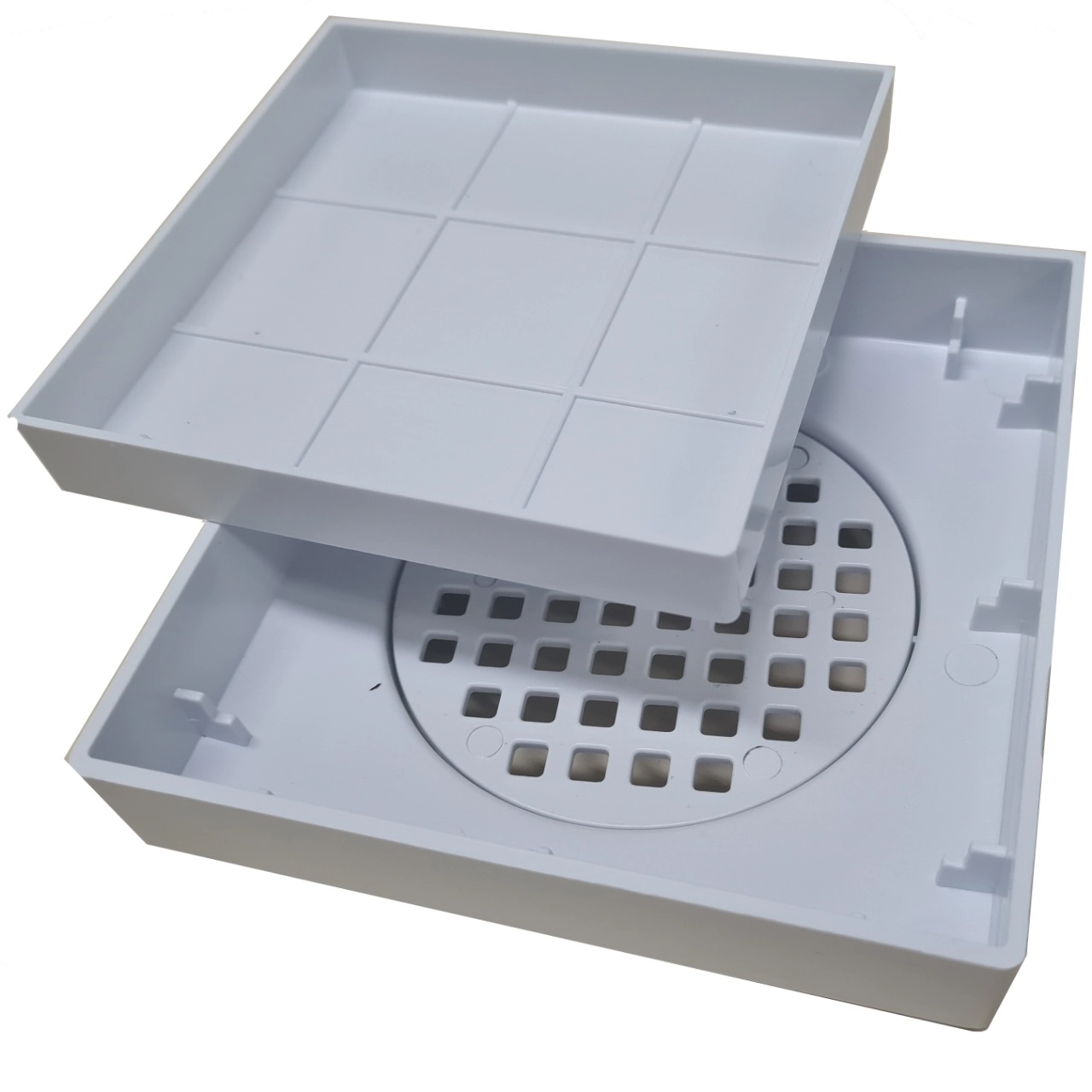 Ralo Invisível Ralo Oculto Quadrado Branco Com Tela - Saída 100mm
