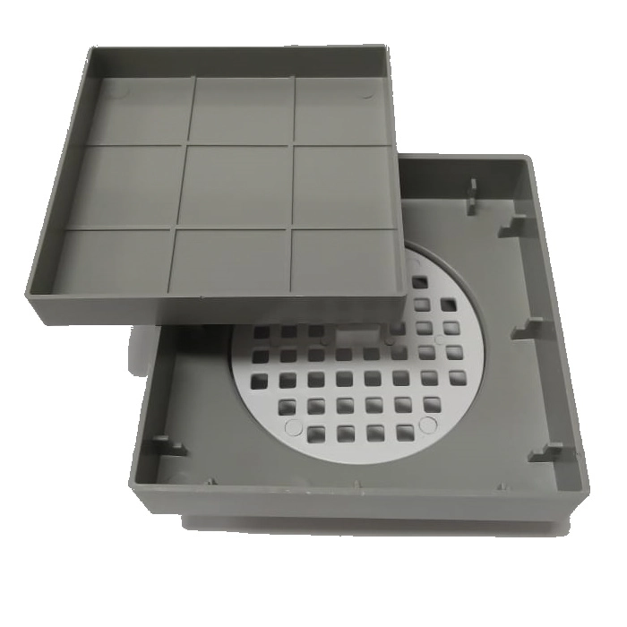 Ralo Invisível Ralo Oculto Quadrado Cinza Com Tela - Saída 100mm