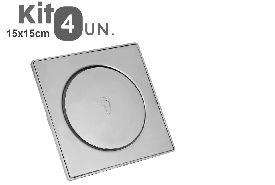 Ralos Click Inteligente Aço Inox Pop Up Banheiro Lavabo Casa 15x15 Conjunto 4 Unidades
