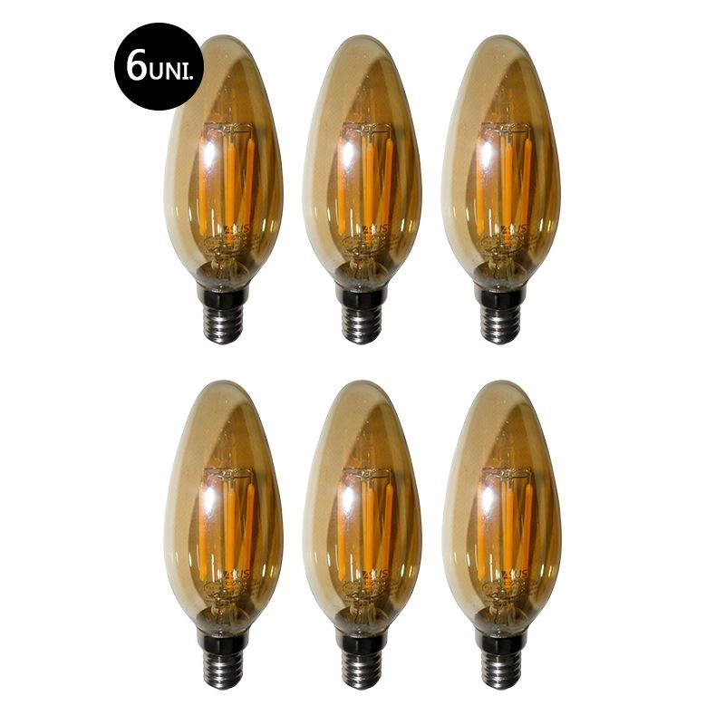 Lampadas De Led Kit 6 Multi Filamento Bivolt 30w Iluminação Retro Vintage
