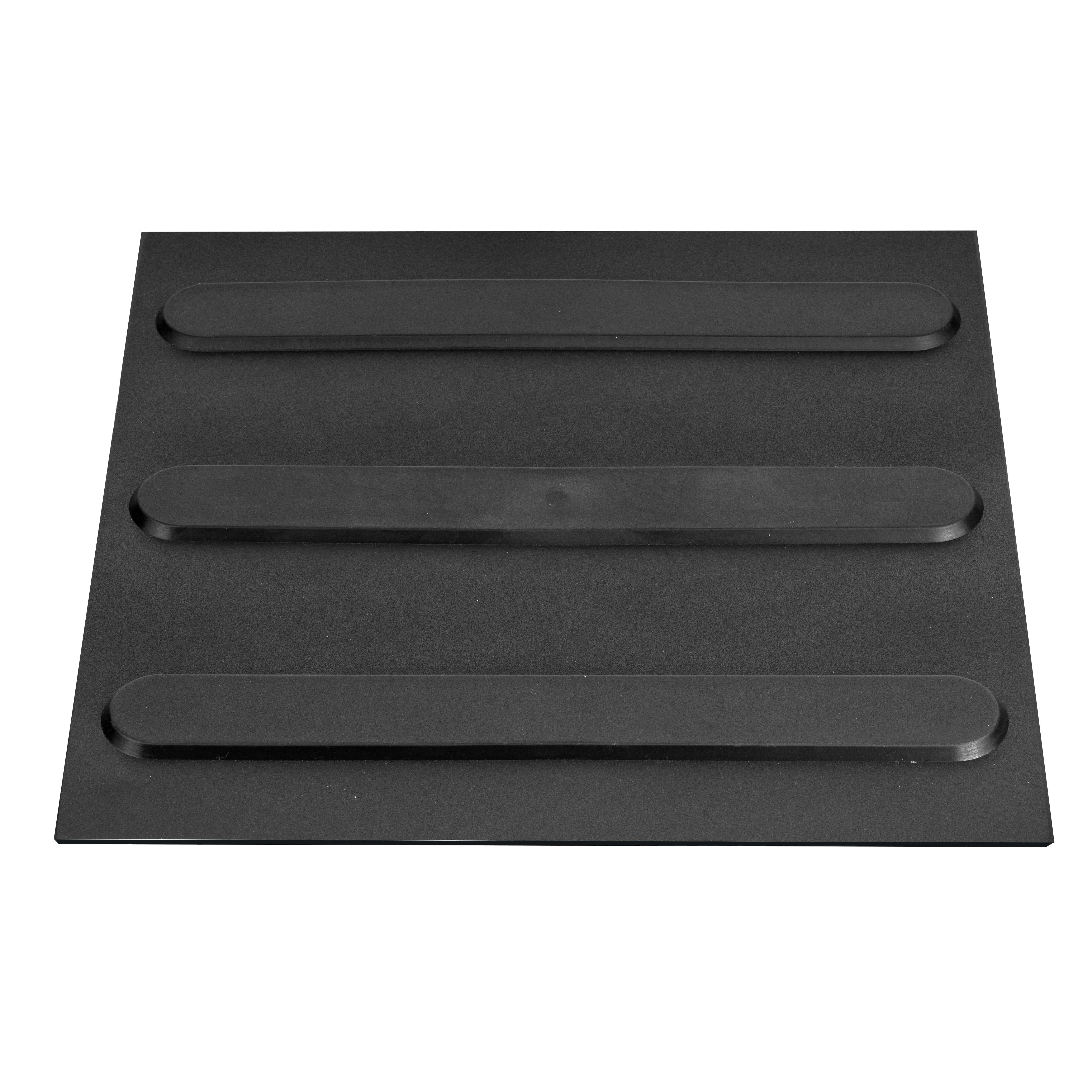 Piso Tátil Direcional Preto Borracha Pvc 25x25cm - 10pçs