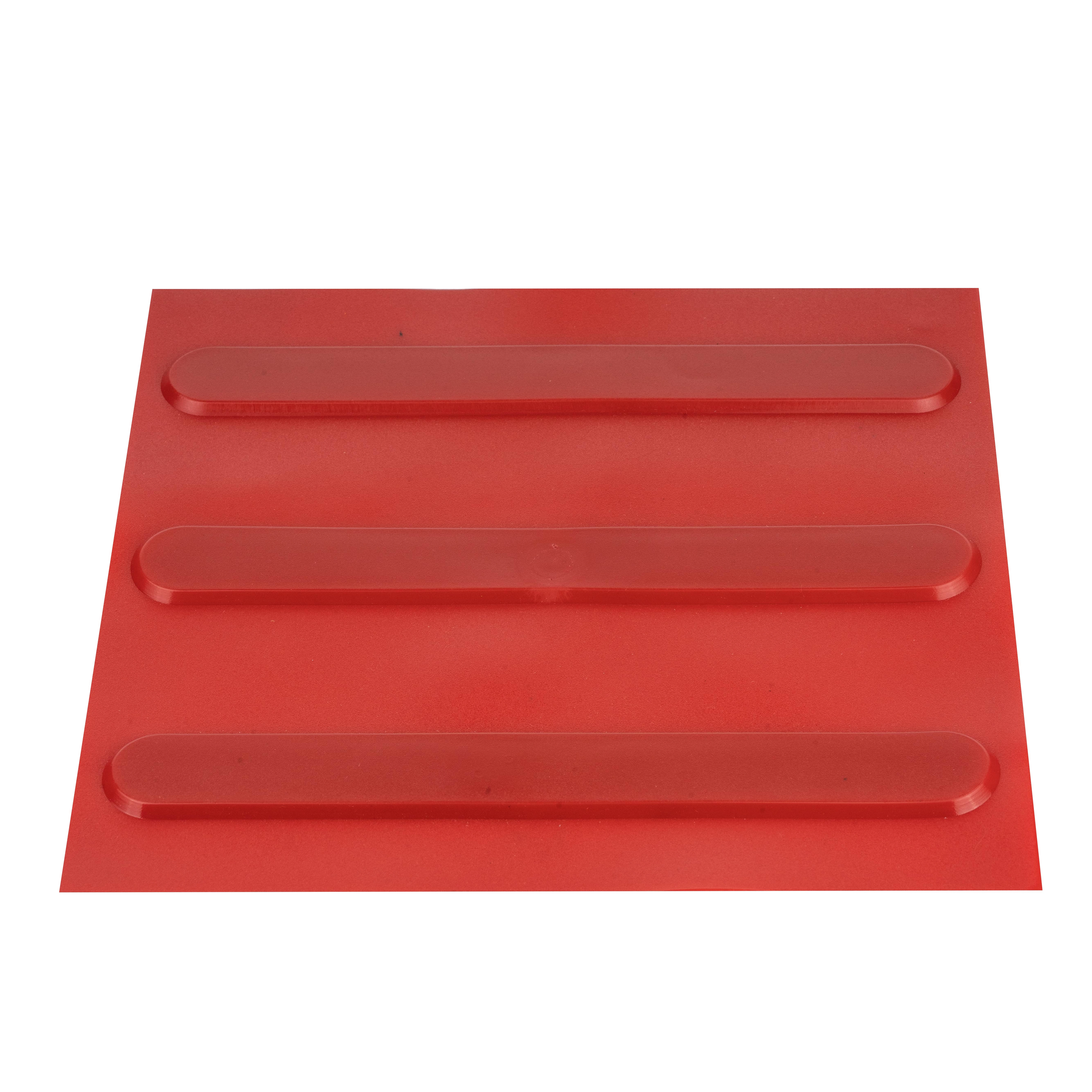 Piso Tátil Direcional Vermelho Borracha Pvc 25x25cm - 10pçs