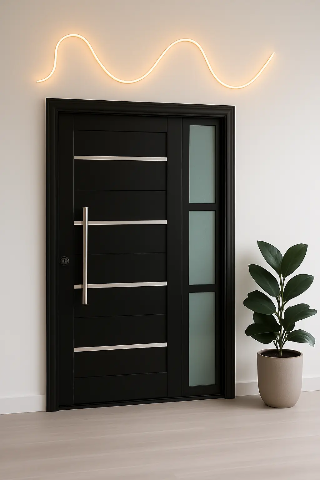 Porta Em Alumínio Lambril Duplo 2,10x 0,80 C/ Vidro - Preto