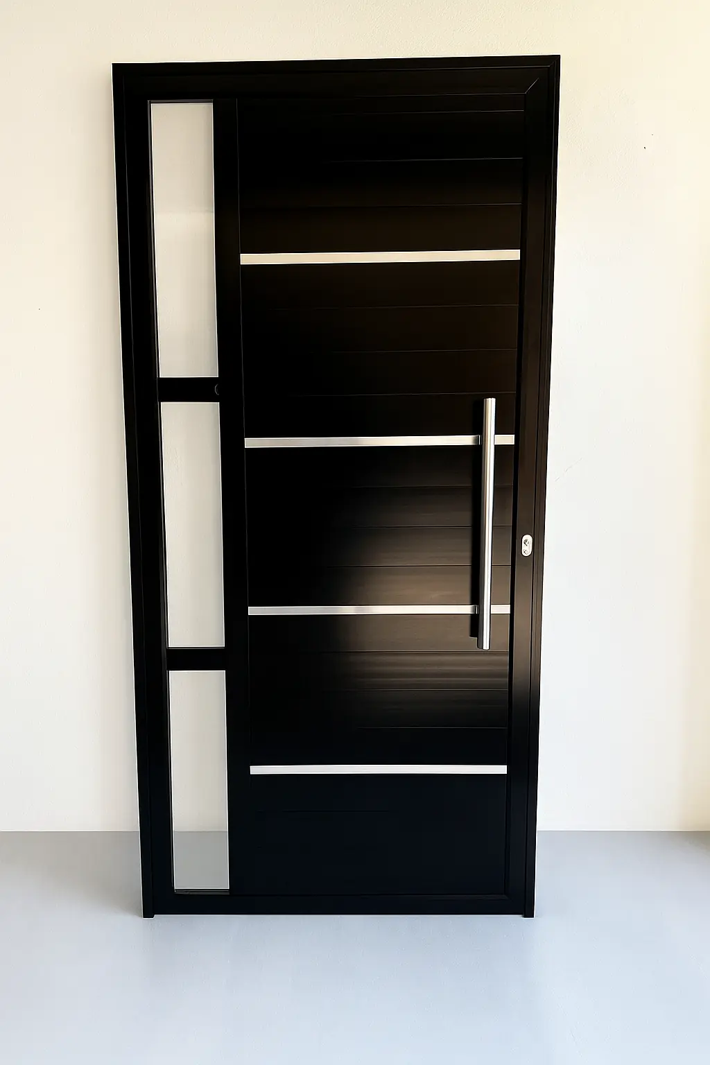 Porta de Alumínio Lambril Duplo 2,10x 0,90 C/ Vidro - Preto