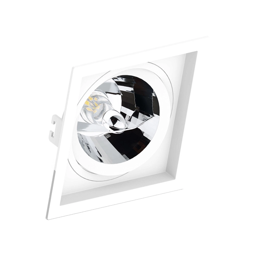 Kit 10 Spot Embutir Quadrado Recuado Ar111 Branco