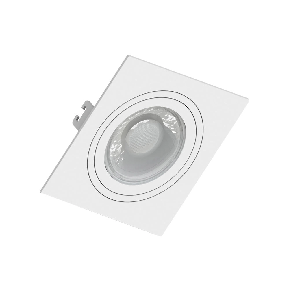 Kit 6 Spot Embutir Quadrado Face Plana Dicroica Mr16 Branco