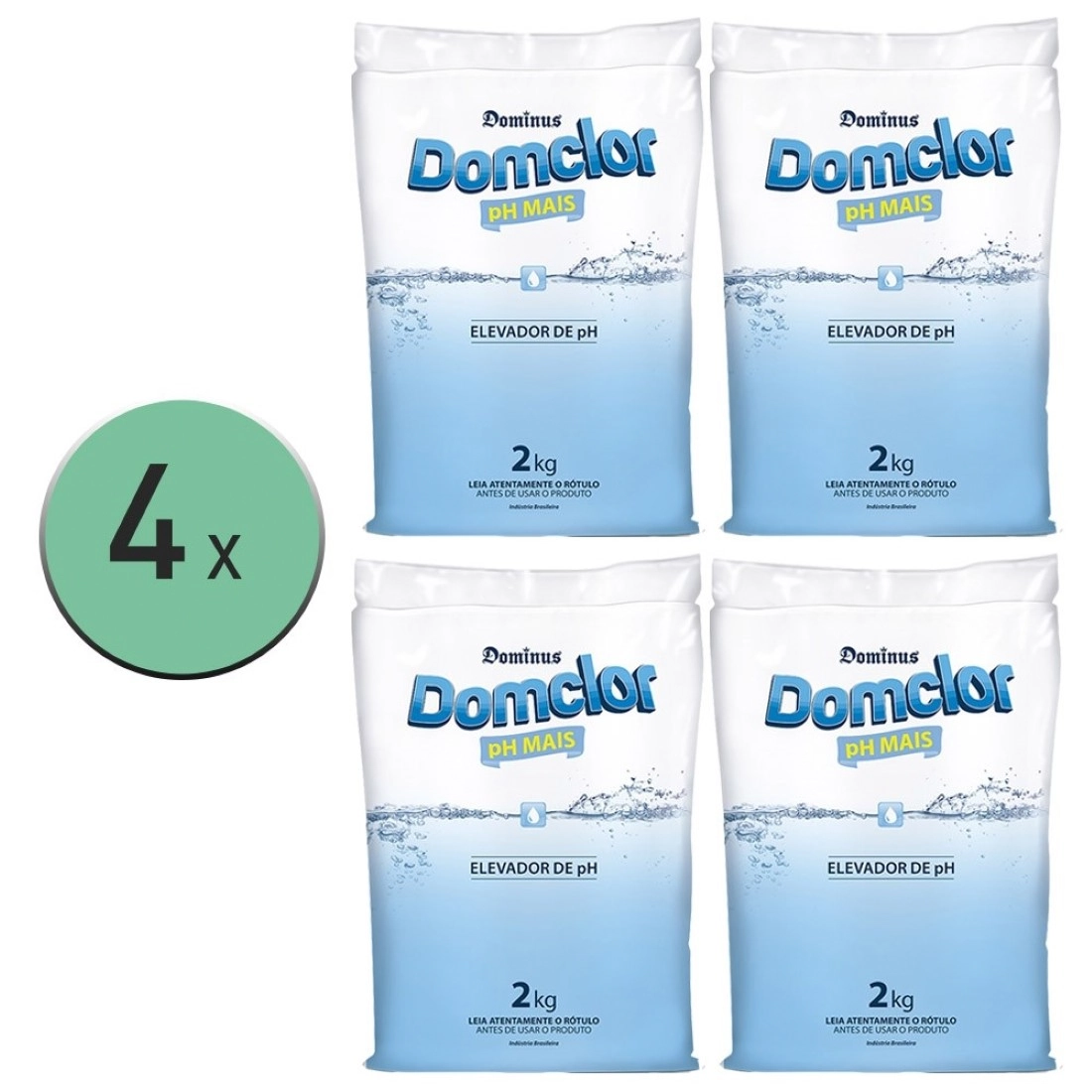 Kit 04 Barrilha Elevador De Ph Mais Piscina (barrilha Leve) 2kg - Domclor