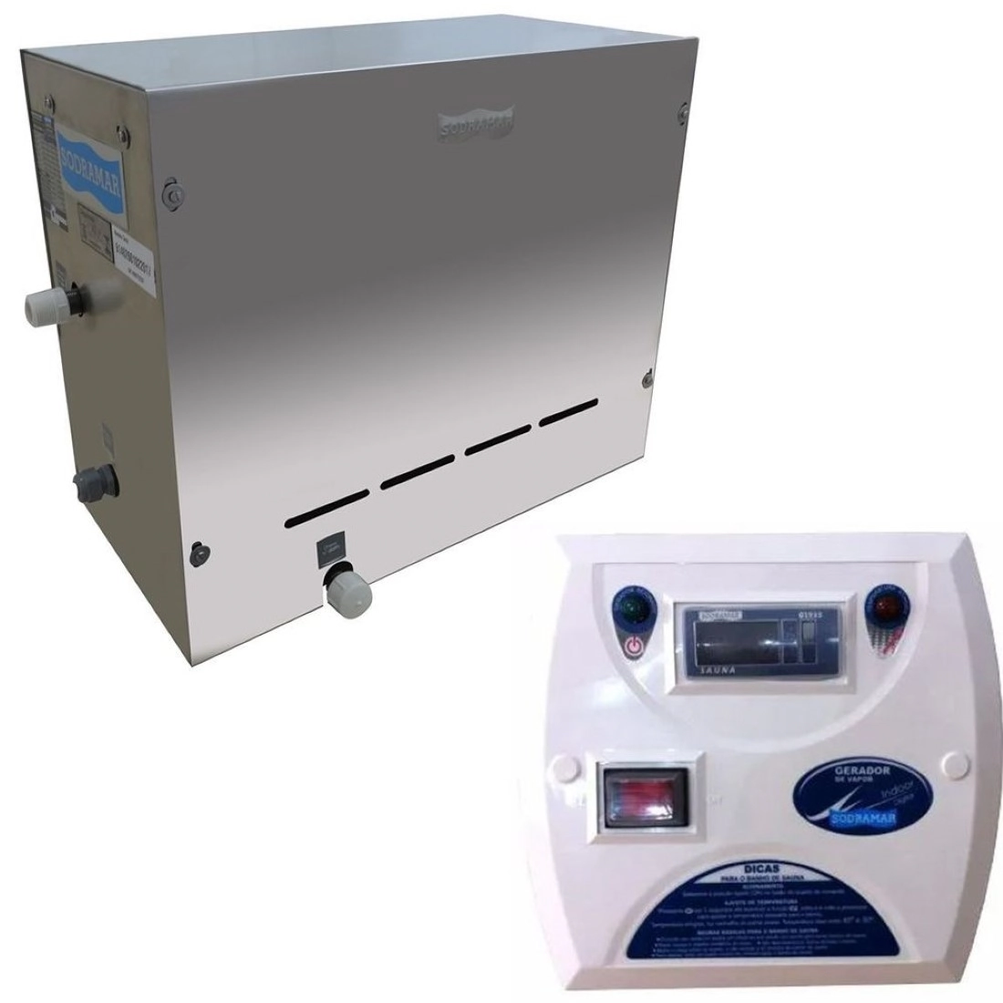 Sauna Vapor Steam Inox 12kw + Quadro Digital 18m³ - Sodramar - Demais Voltagens (exceto 12kw 220 Bif)