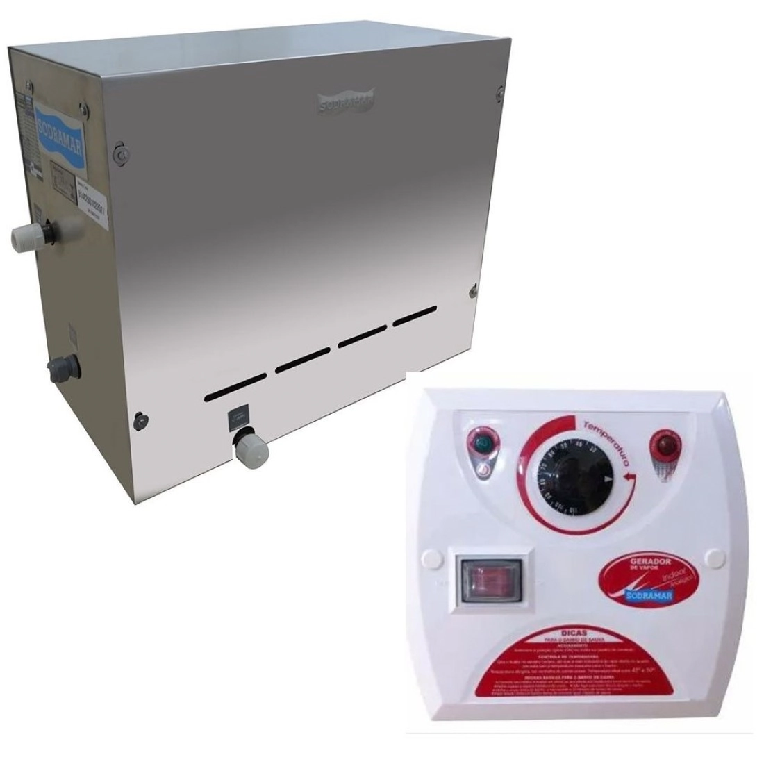 Sauna Vapor Steam Inox 12kw + Quadro Analógico 18m³ - Sodramar - Demais Voltagens (exceto 12kw 220 Bif)