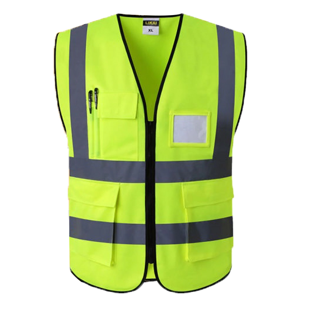 Colete Faixa Sinalizador Segurança Trabalho Refletivo Epi Blusao Fluorescente Bolsos Ziper Transito Obra