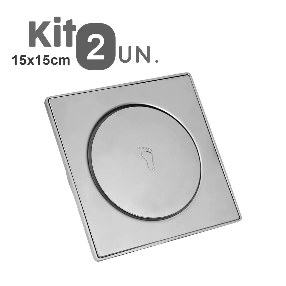 Ralo Click Inteligente 15x15 Aço Inox Kit 2 Uni Clic Pop Up Banheiro Lavabo Casa
