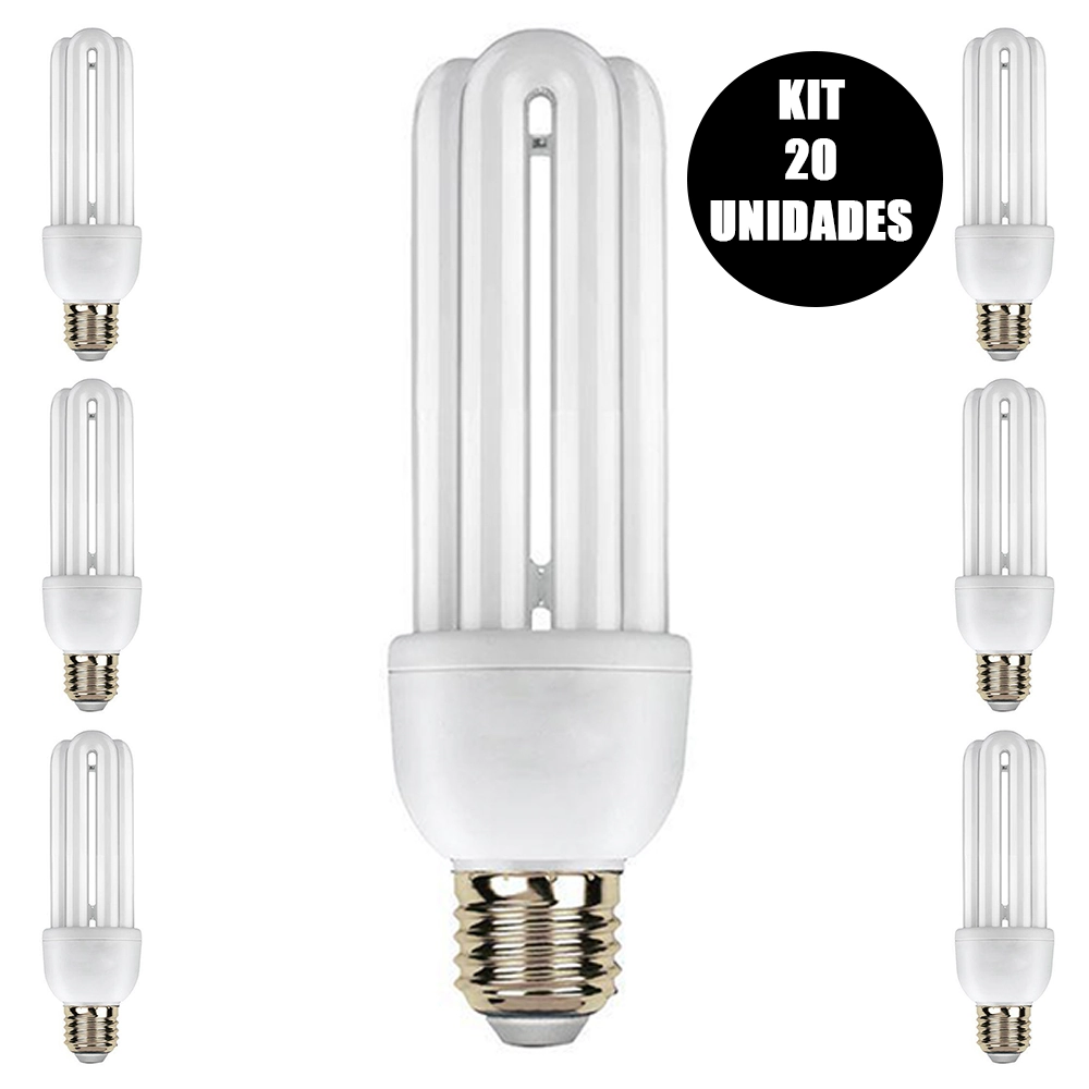 Lampada Fluorescente 15w Kit 20 Uni 220v Branco Frio Iluminaçao Ambiente Rua Casa Energia