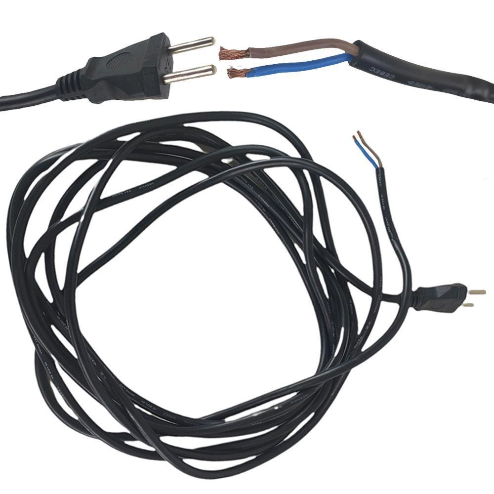 Cabo Fio Tomada 5m 2x1.5 Mm Dois Pinos Cabinho Cobre