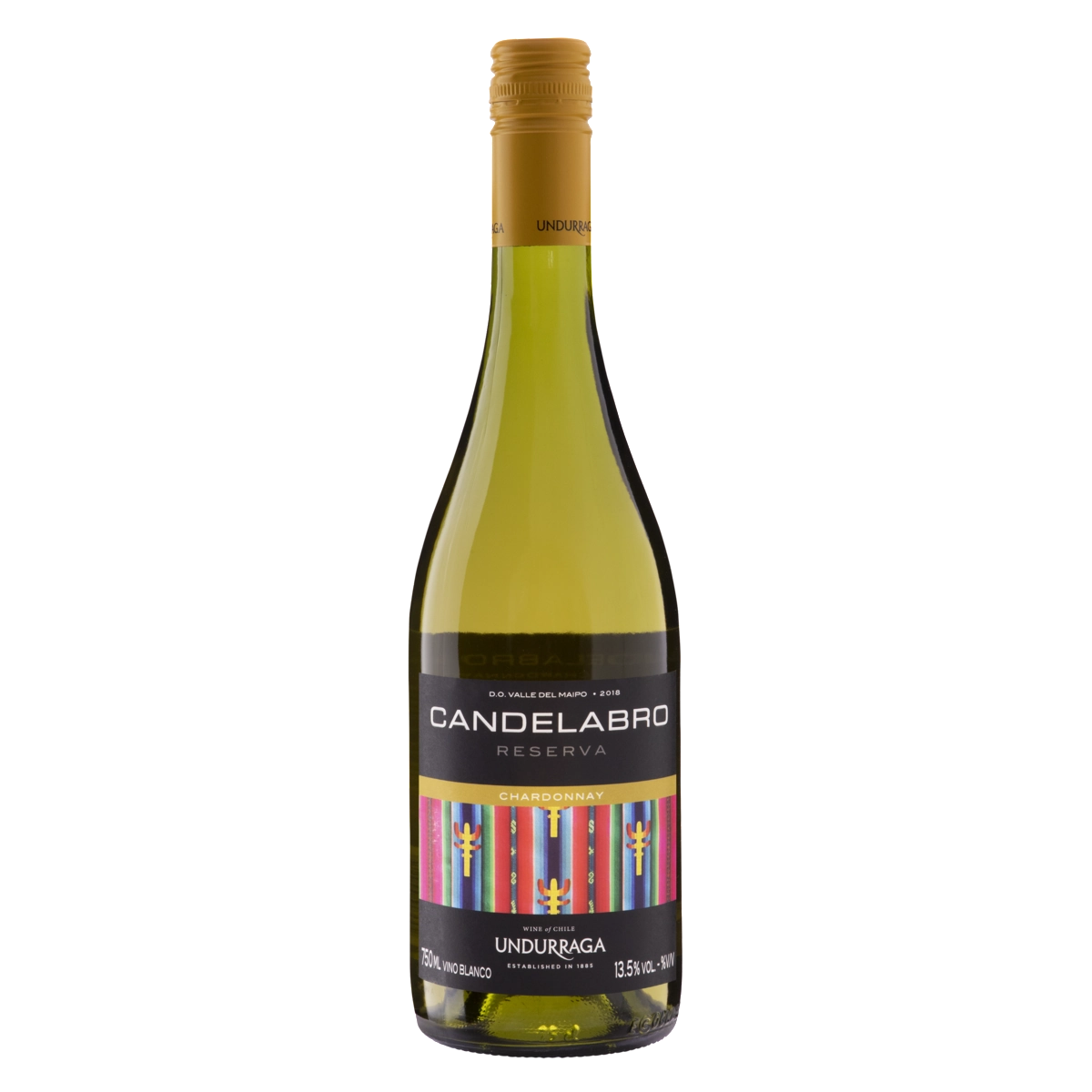 Vinho Chileno Branco Seco Reserva Candelabro Chardonnay Valle Del Maipo Garrafa 750ml