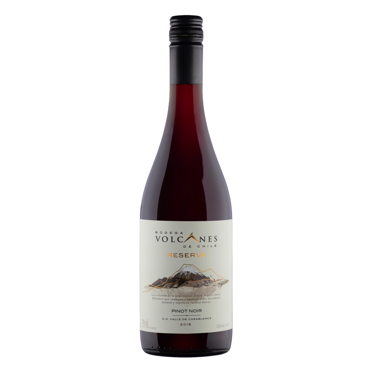 Vinho Chileno Tinto Seco Reserva Volcanes Pinot Noir Valle De Casablanca Garrafa 750ml