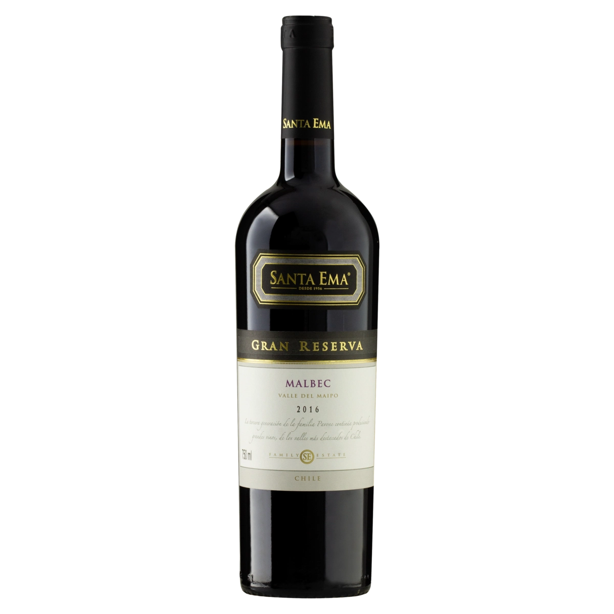 Vinho Chileno Tinto Gran Reserva Santa Ema Malbec Isla De Maipo Garrafa 750ml