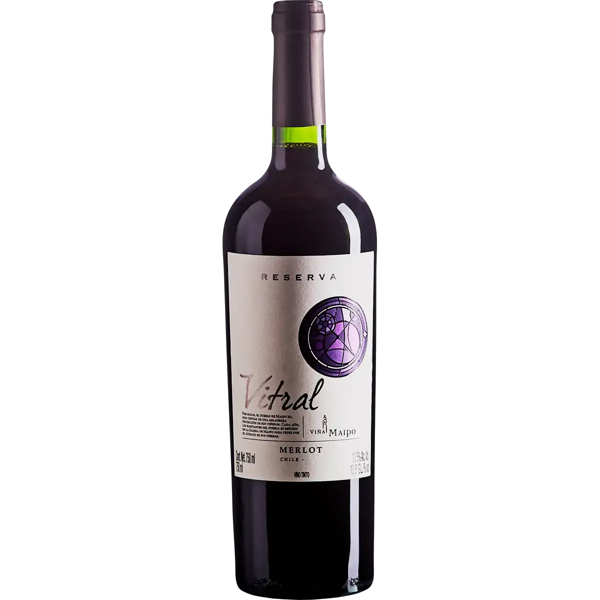 Vinho Chileno Tinto VITRAL Maipo Merlot Garrafa 750ml