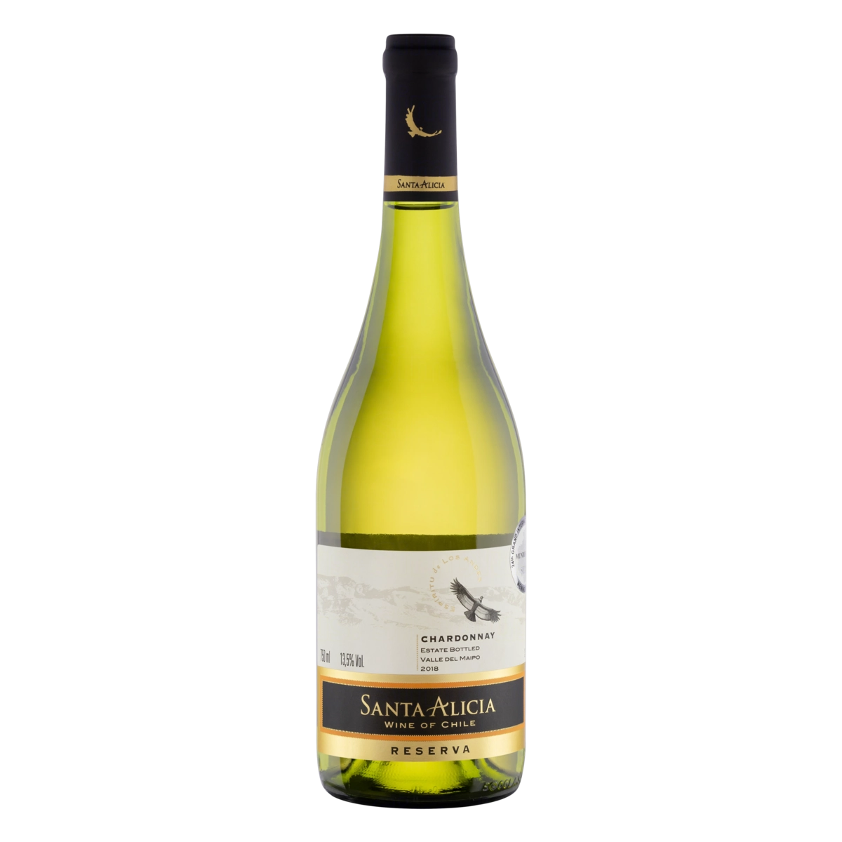 Vinho Chileno Branco Seco Reserva Santa Alicia Chardonnay Valle Del Maipo Garrafa 750ml