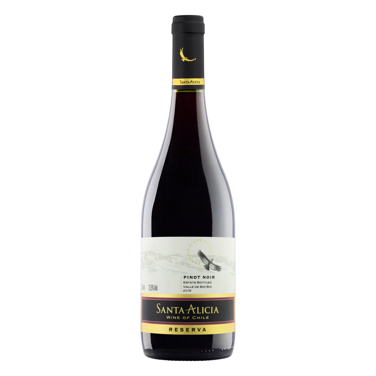 Vinho Chileno Tinto Seco Reserva Santa Alicia Pinot Noir Valle Del Bio Bio Garrafa 750ml