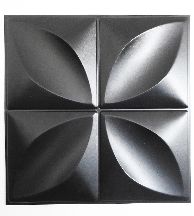Placa Pianel Pvc Pétalas Preto 3d Revestimento De Parede Decorativa 50cm