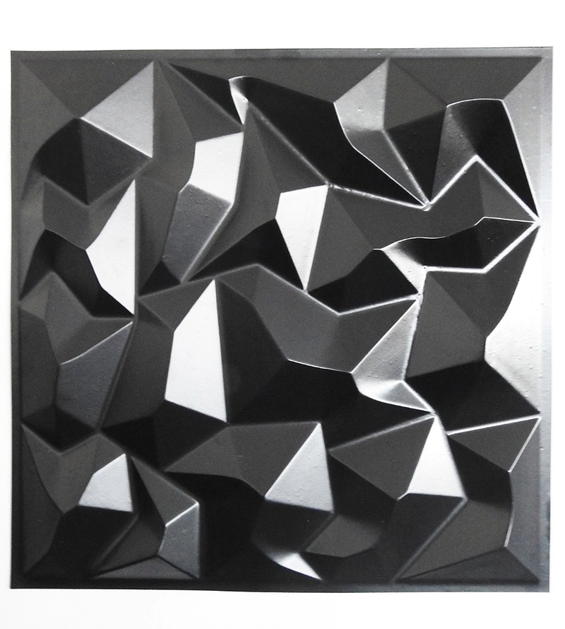 Placa Pianel Pvc Diamante Preto 3d Revestimento De Parede Decorativa 50cm