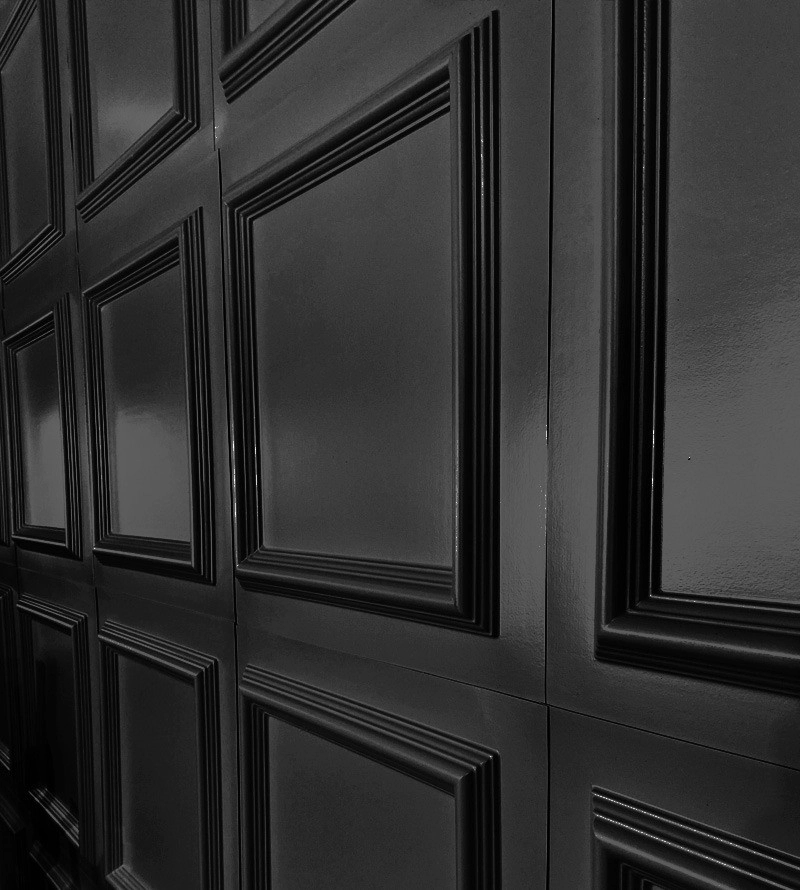 Placa Pvc Boiserie Preto 3d Revestimento De Parede Decorativa 50cm