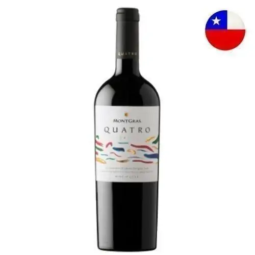 Vinho Chileno Tinto Meio Seco Montgras Quatro Cabernet Sauvignon Malbec Syrah Carménère Valle De Col