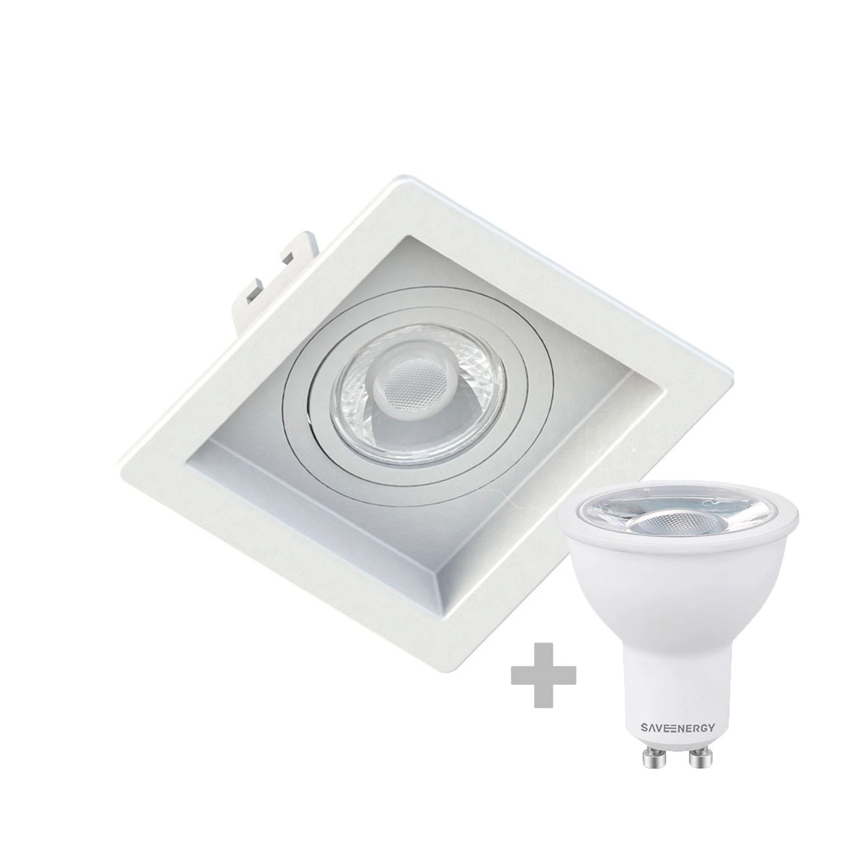 Kit 12 Spot Embutir Mr16 Quadrado Recuado Branco + Lâmpada Dicroica 4,8w 6500k