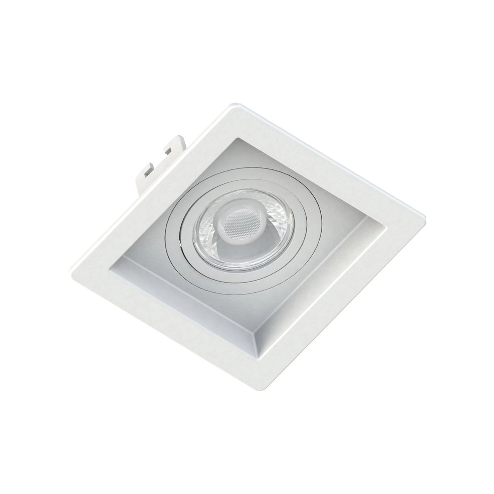 Kit 12 Spot Embutir Quadrado Recuado Mini Dicroica Mr11 Branco