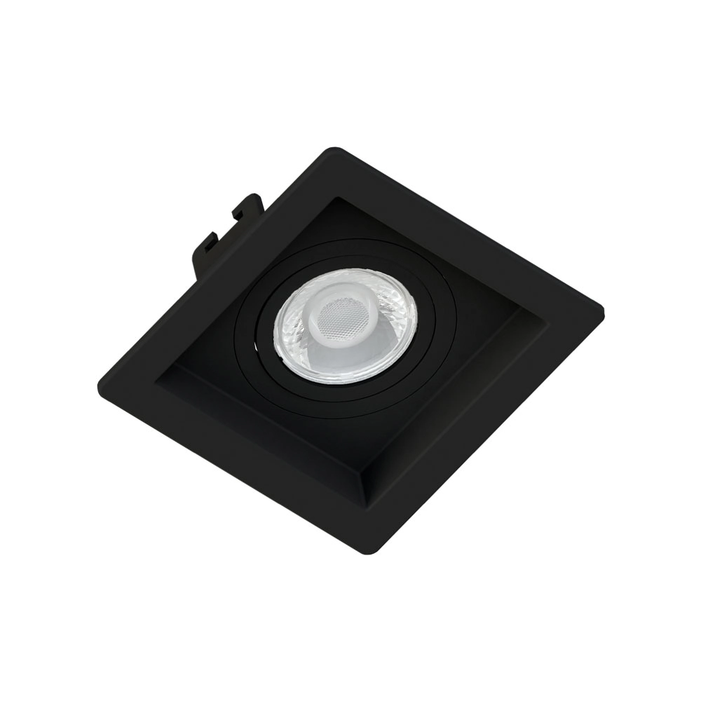 Kit 10 Spot Embutir Quadrado Recuado Mini Dicroica Mr11 Preto