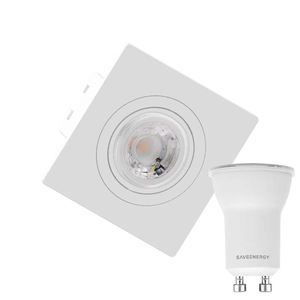 Kit 13 Spot Embutir Quadrado Face Plana Mini Dicroica Mr11 Branco + Lâmpada Led 4w 4000k