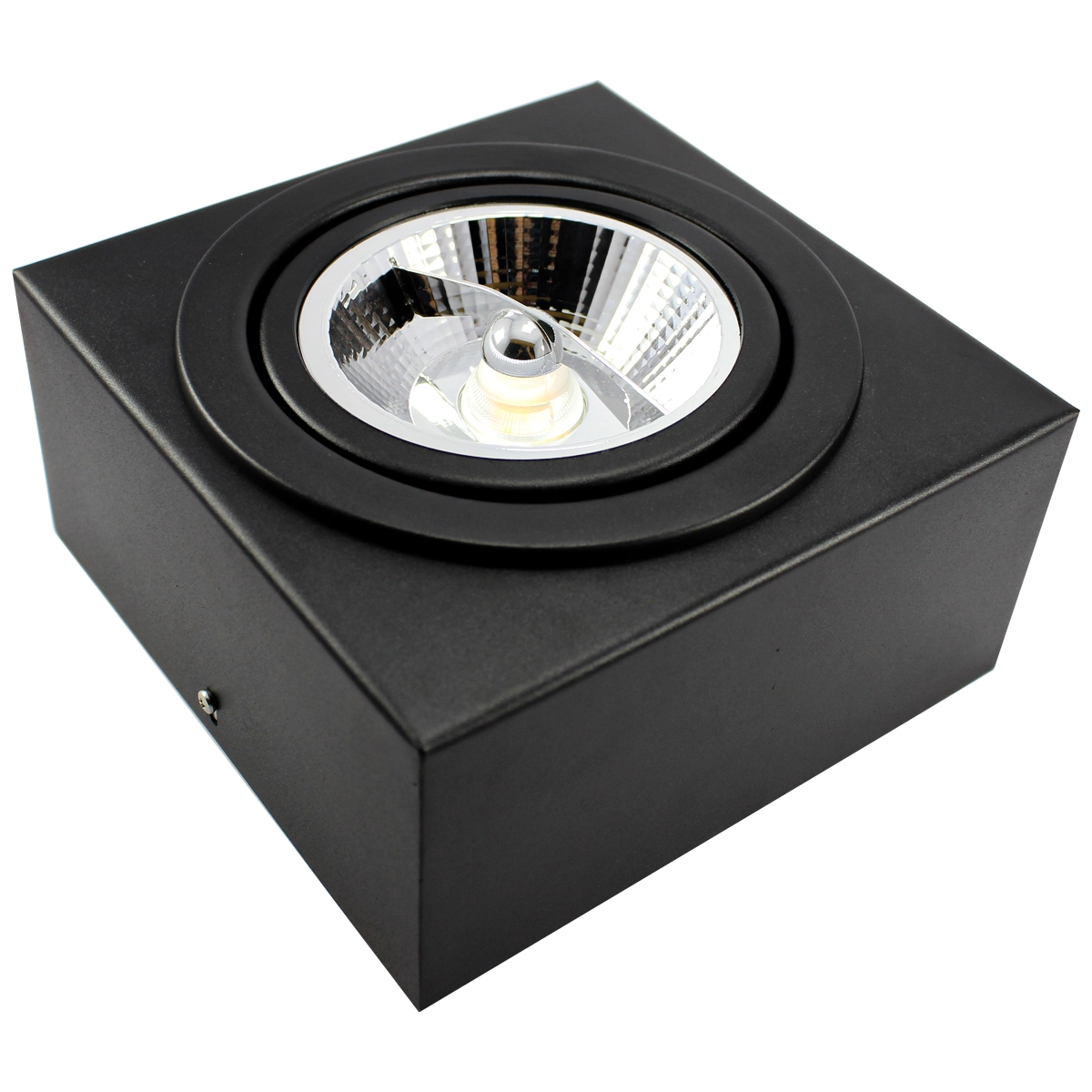 Kit 4 Spot Plafon Sobrepor Box Quadrado Ar111 Direcionável Preto + Led 12w