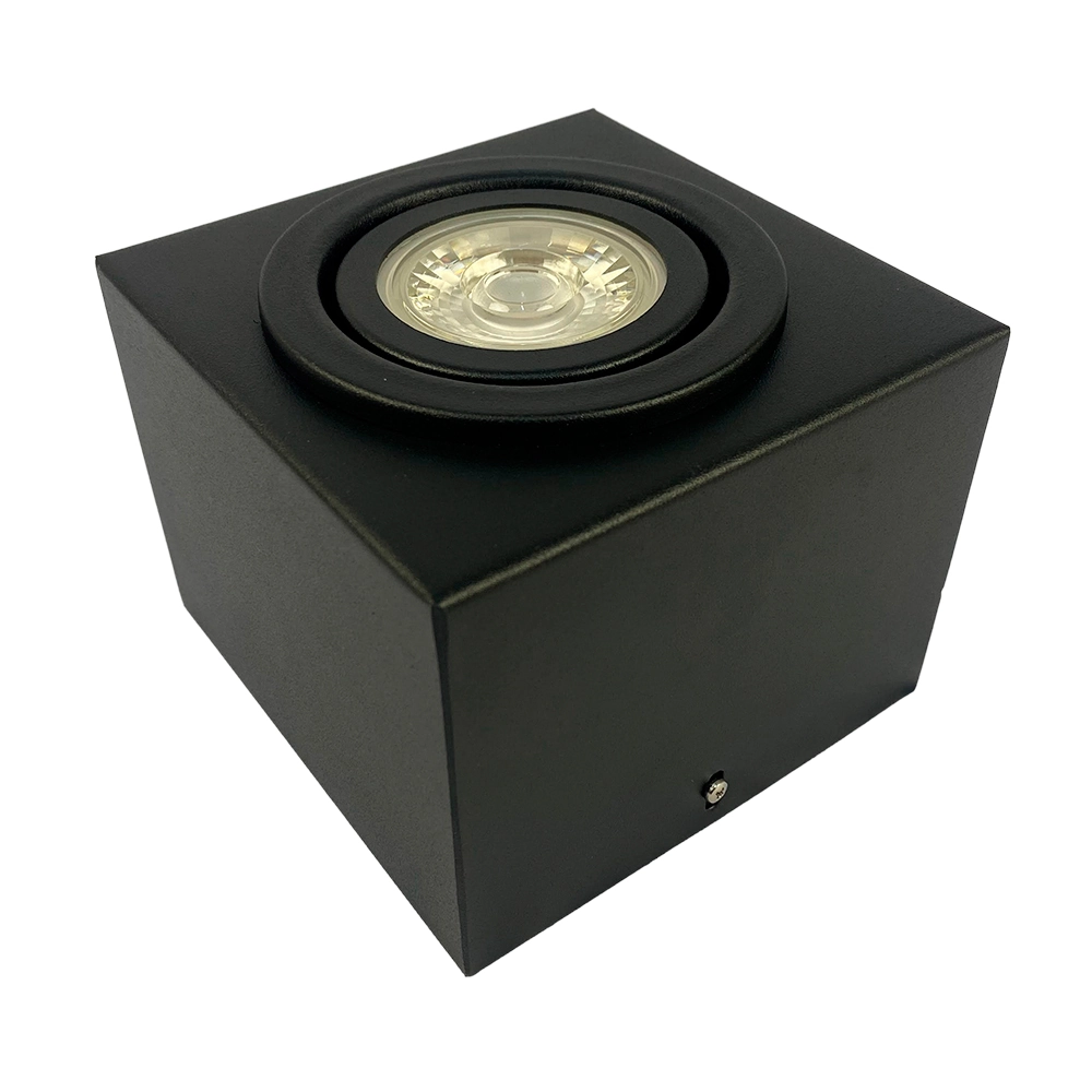 Kit 3 Spot Plafon Sobrepor Box Quadrado Par20 Direcionável Preto