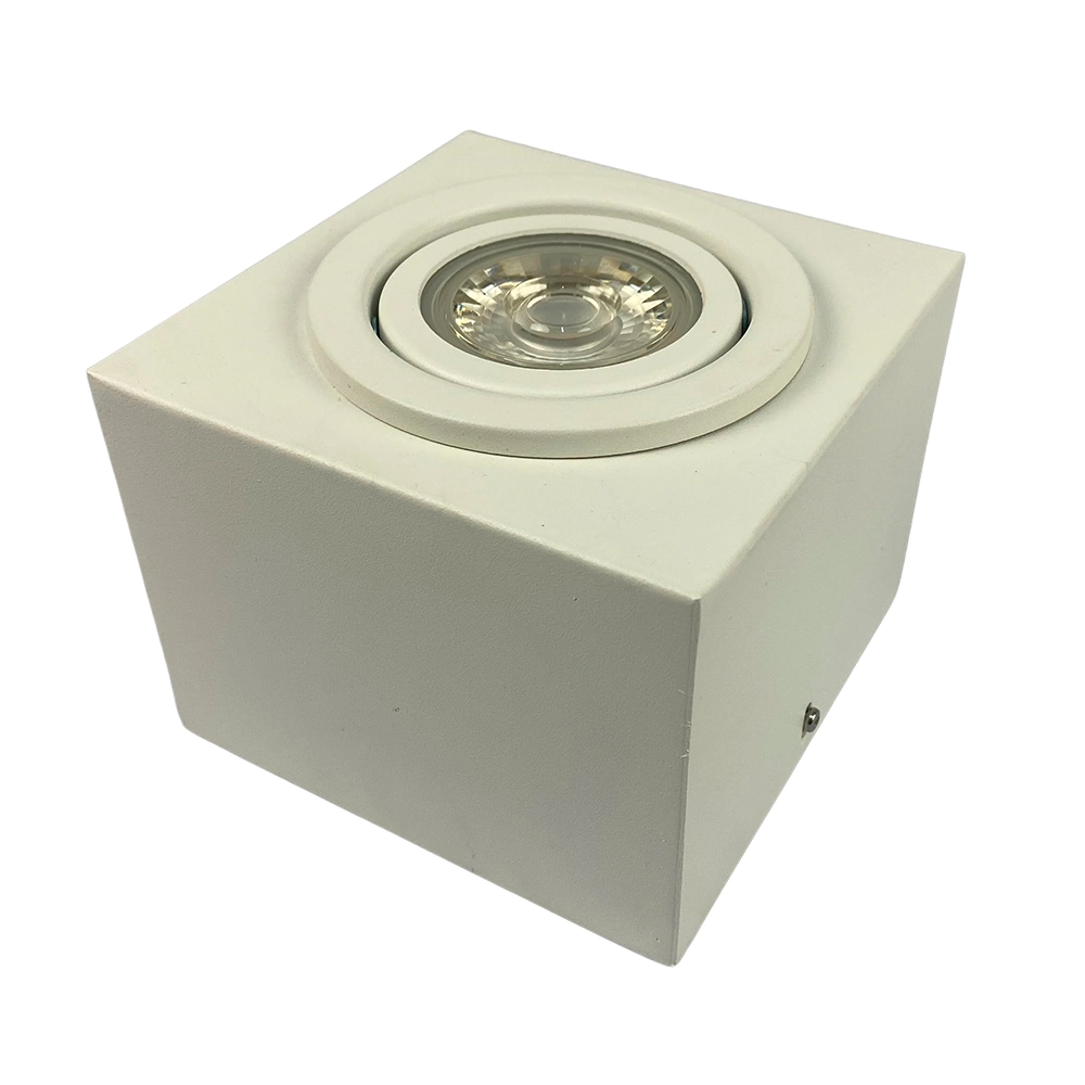 Kit 8 Spot Plafon Sobrepor Box Quadrado Par20 Branco + Led 7w Branco Quente