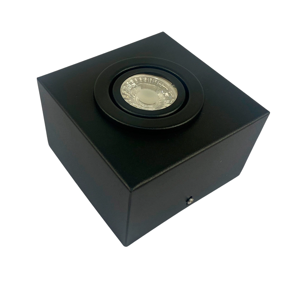 Kit 10 Spot Plafon Sobrepor Box Quadrado Mr16 Direcionável Preto