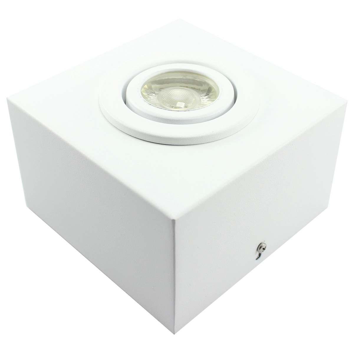 Kit 3 Spot Plafon Sobrepor Box Quadrado Mr16 Branco + Led 7w Branco Quente