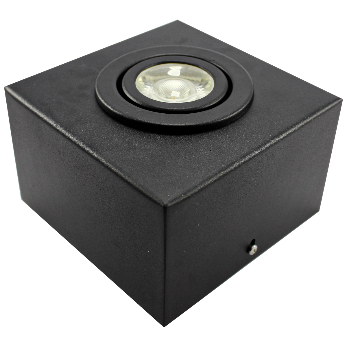 Kit 2 Spot Plafon Sobrepor Box Quadrado Mr16 Preto + Led 7w Branco Quente