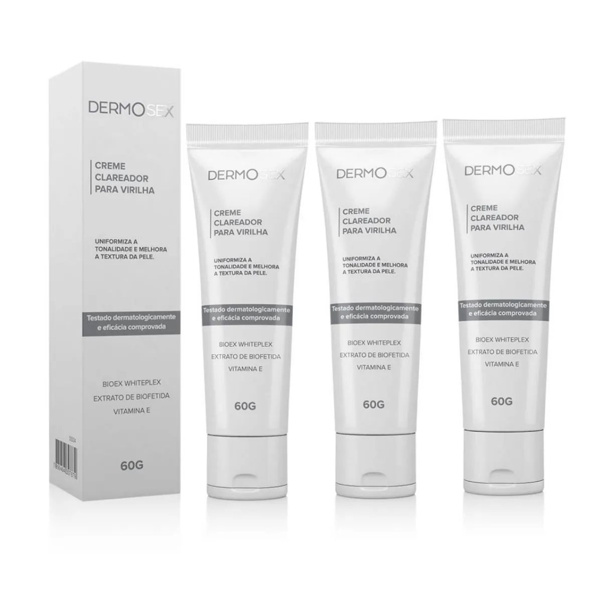 Kit 3x Creme de Clarear Virilha Tratamento Dermosex 60g