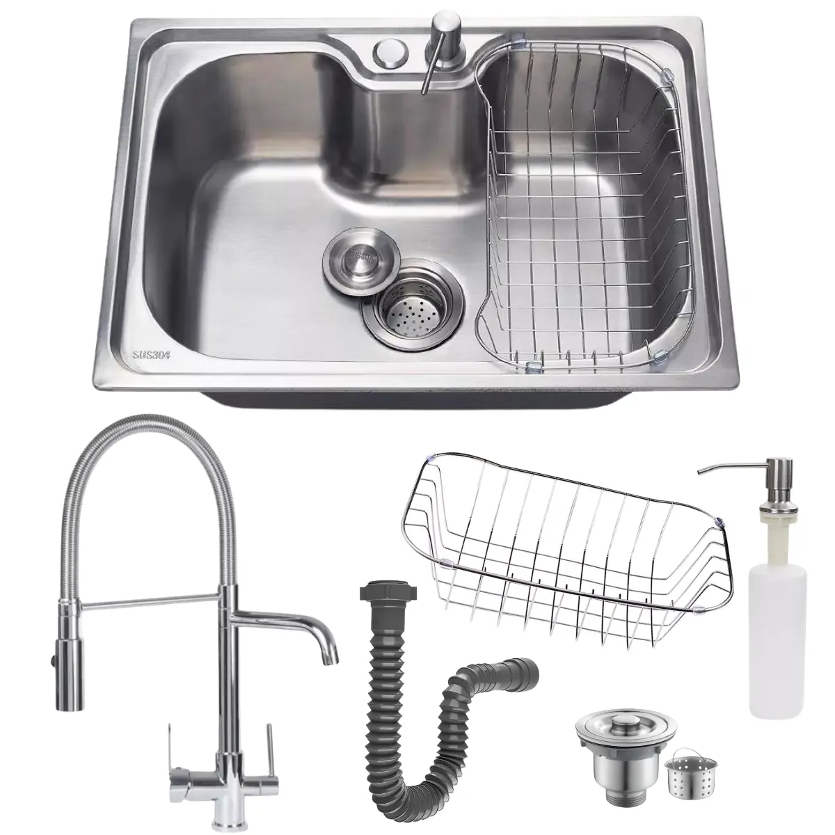 Cuba Cozinha 50x40cm Inox 304 Com Torneira Preta Para Filtro