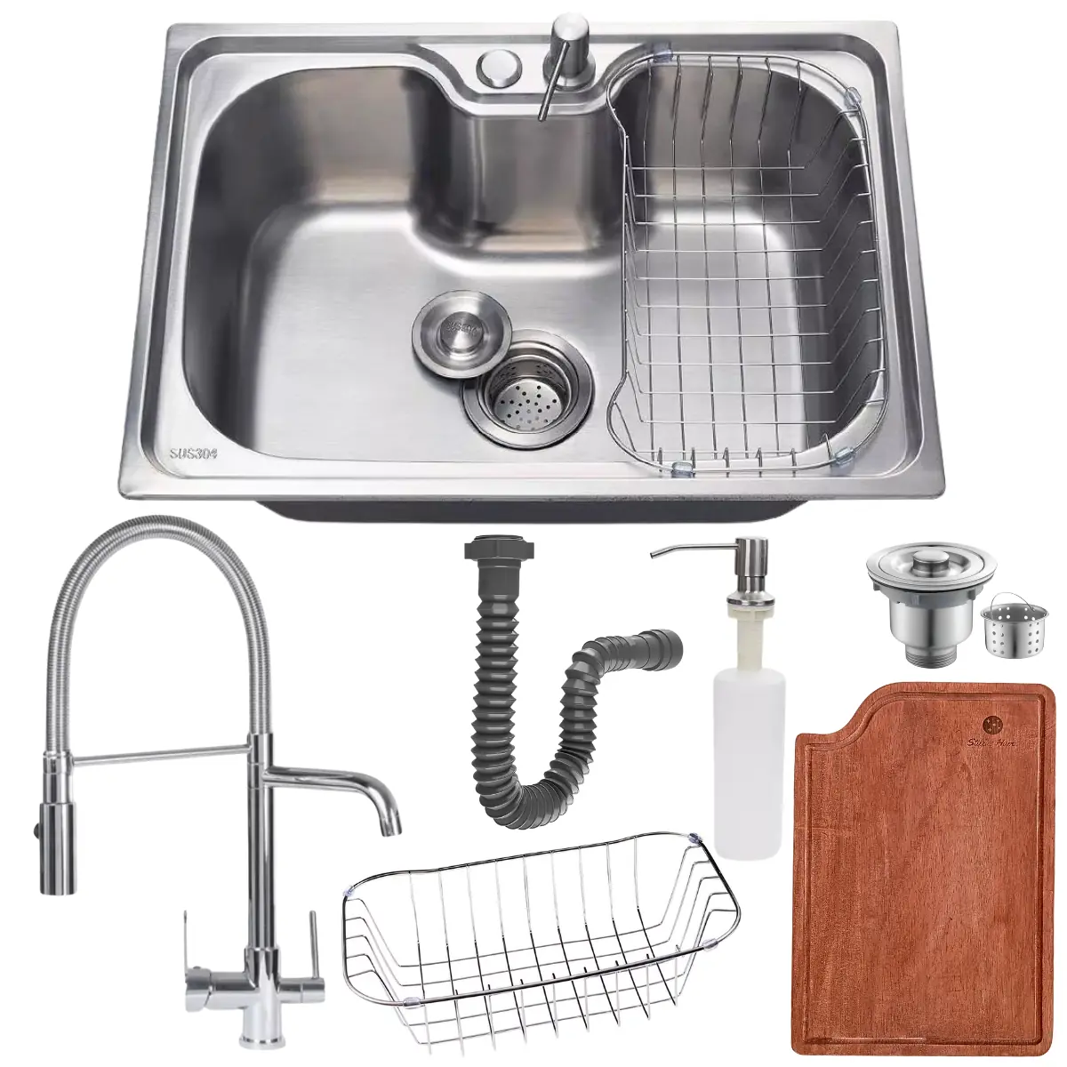 Cuba 50x40 Inox 304 C/ Torneira Para Filtro E Tábua De Corte