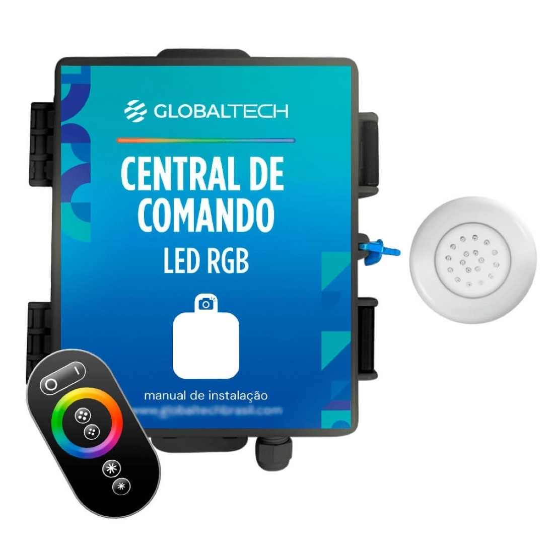 Kit 1 Led Piscina Abs Rgb 18w + Central + Controle Touch - Encaixe 25mm (3/4)
