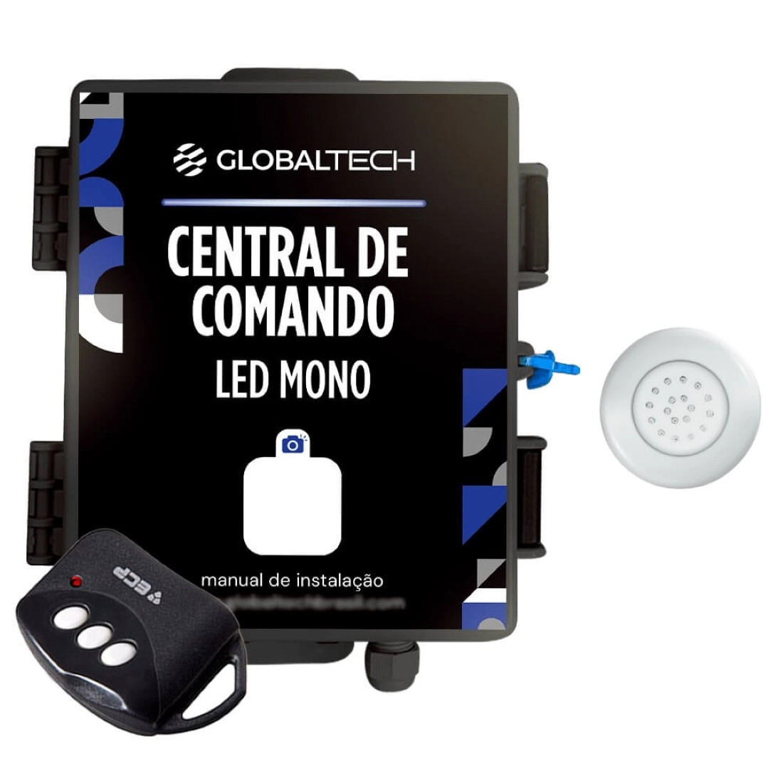 Kit 1 Led Piscina Inox Mono Azul Branco 18w + Central Touch - Branco