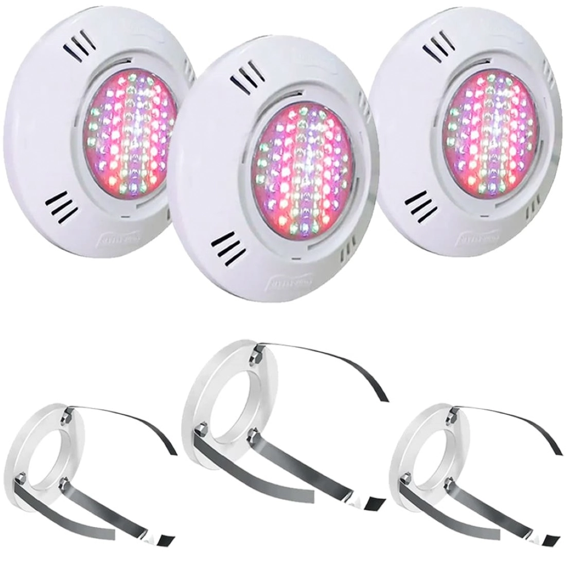 Kit 3 Iluminação Led Piscina Smd 5w Rgb + Adaptador Com Garras - Sodramar
