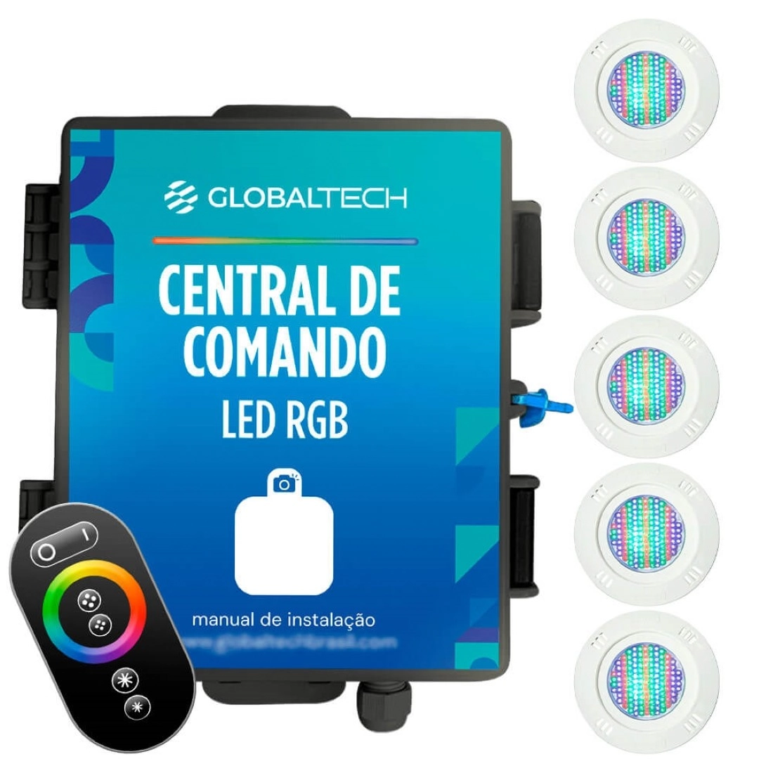 Kit 5 Led Piscina Pratic Smd 9w + Central Touch - Sodramar