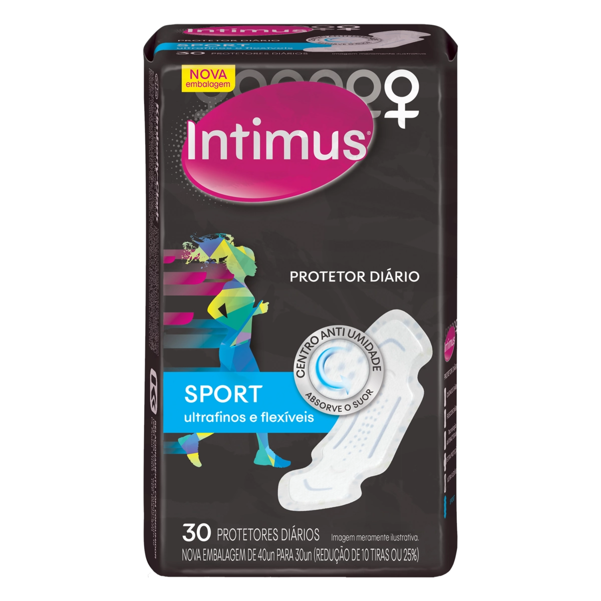 Protetor Diário Sem Abas Ultrafino E Flexível Intimus Sport Pacote 30 Unidades