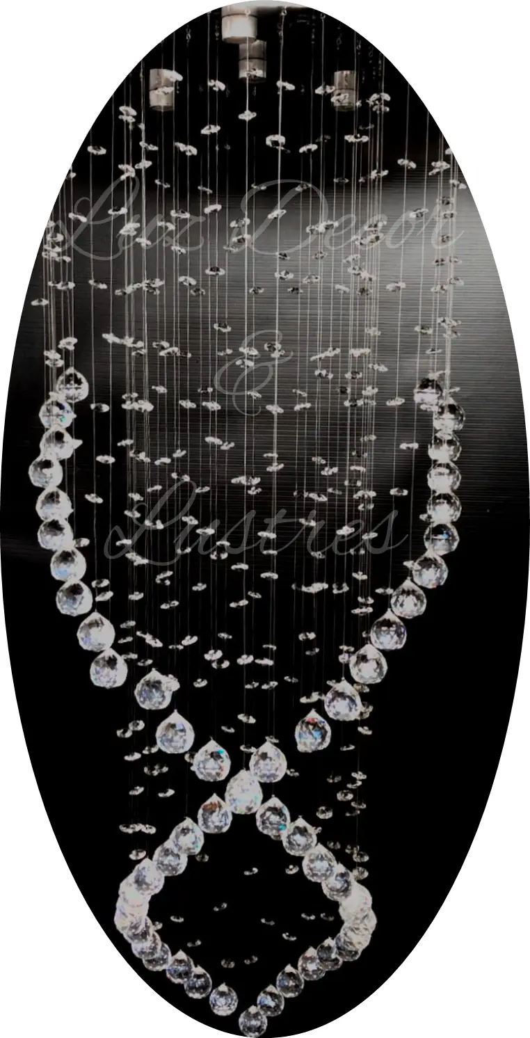 Pendente Plafon Torre Espiral Duplo De Cristais K9 80cm Bivolt