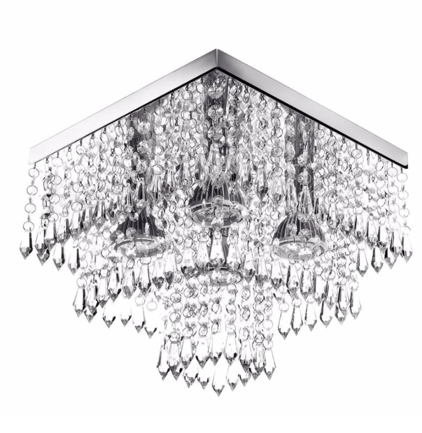 Pendente De Acrílico Para Sala, Quarto Base De Inox 30x30cm 30cm Bivolt