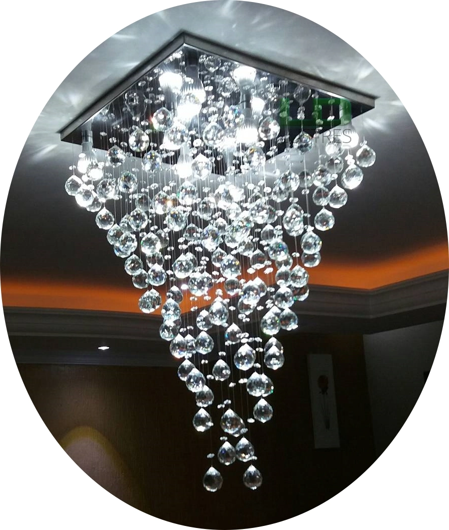 Pendente Moderno De Cristais K9 De 40mm Para Sala De Estar 70cm Bivolt